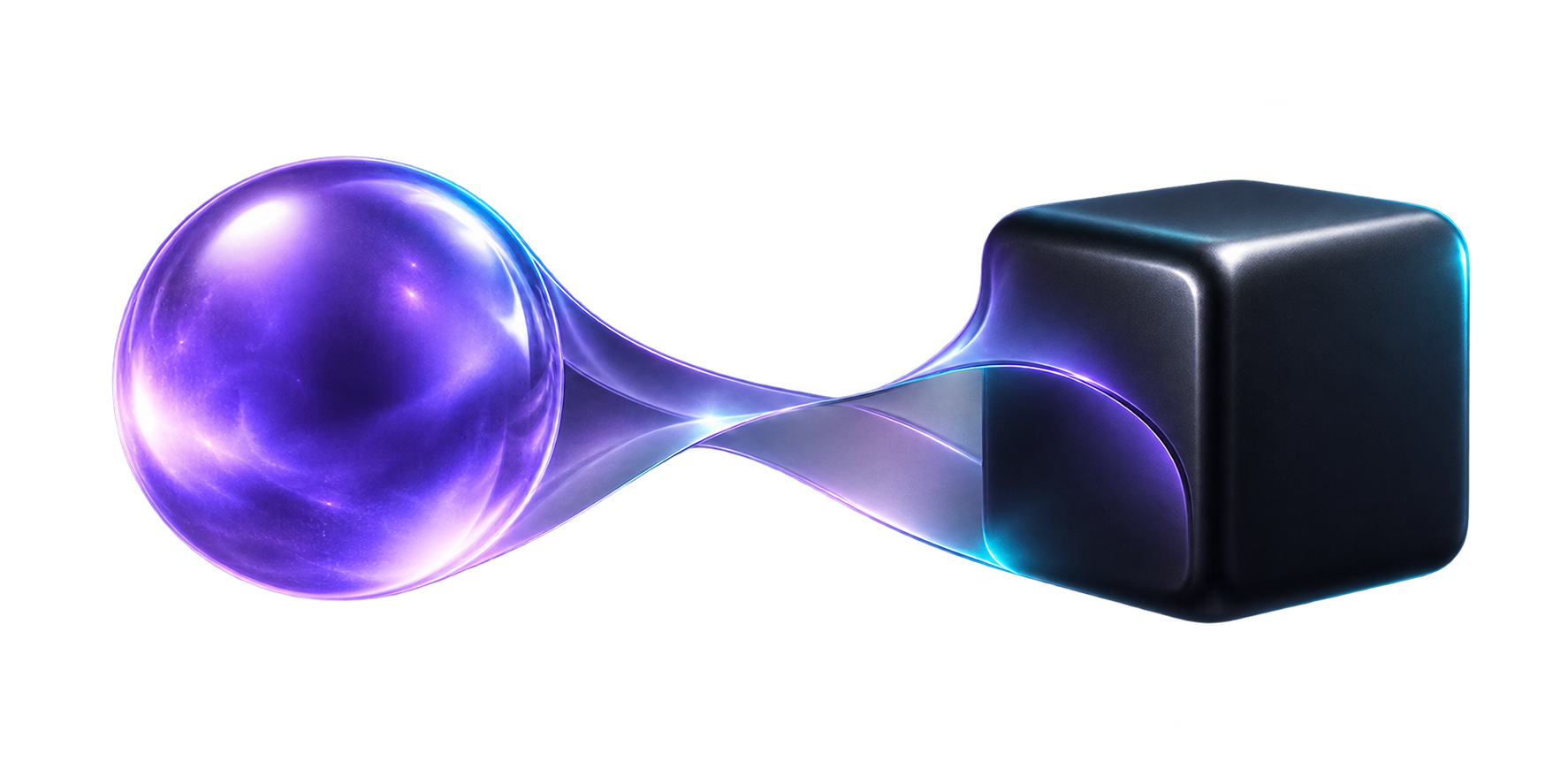 A luminous sphere transforming into a precise cube